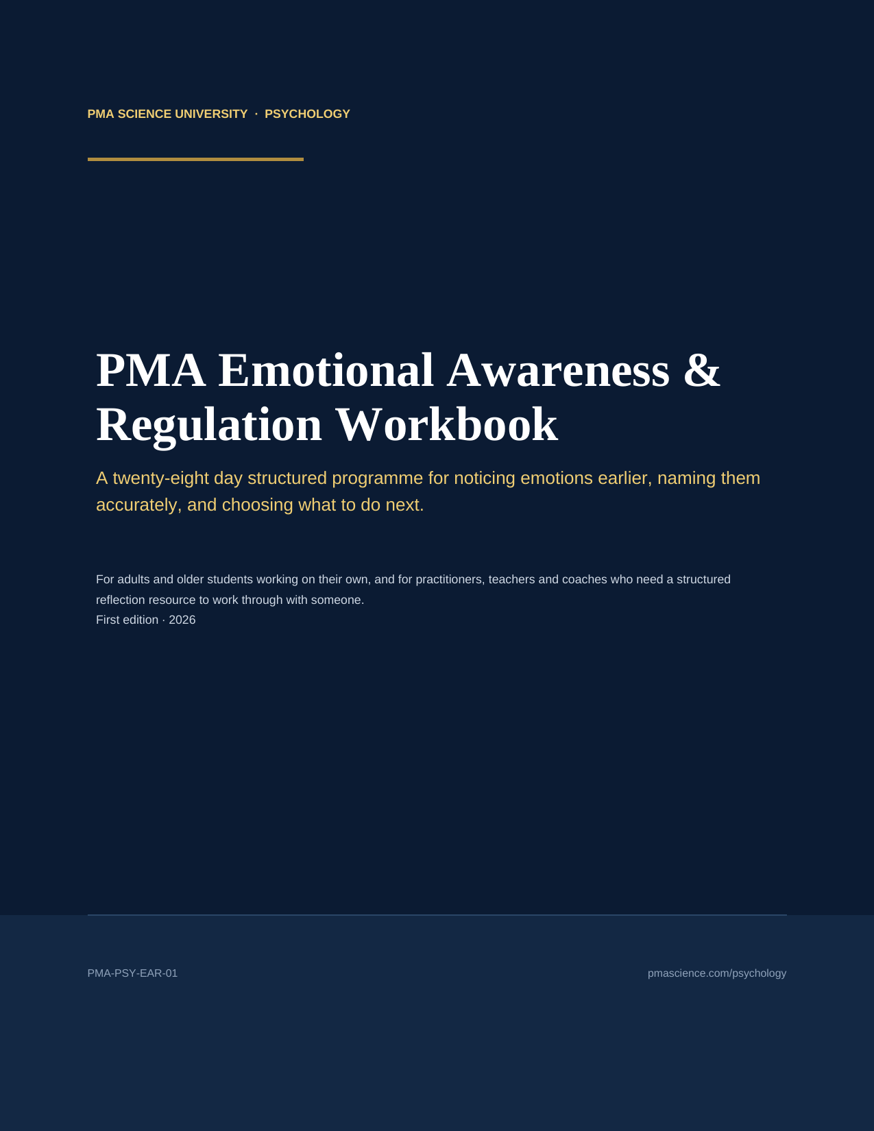 PMA Emotional Awareness & Regulation Workbook — cover