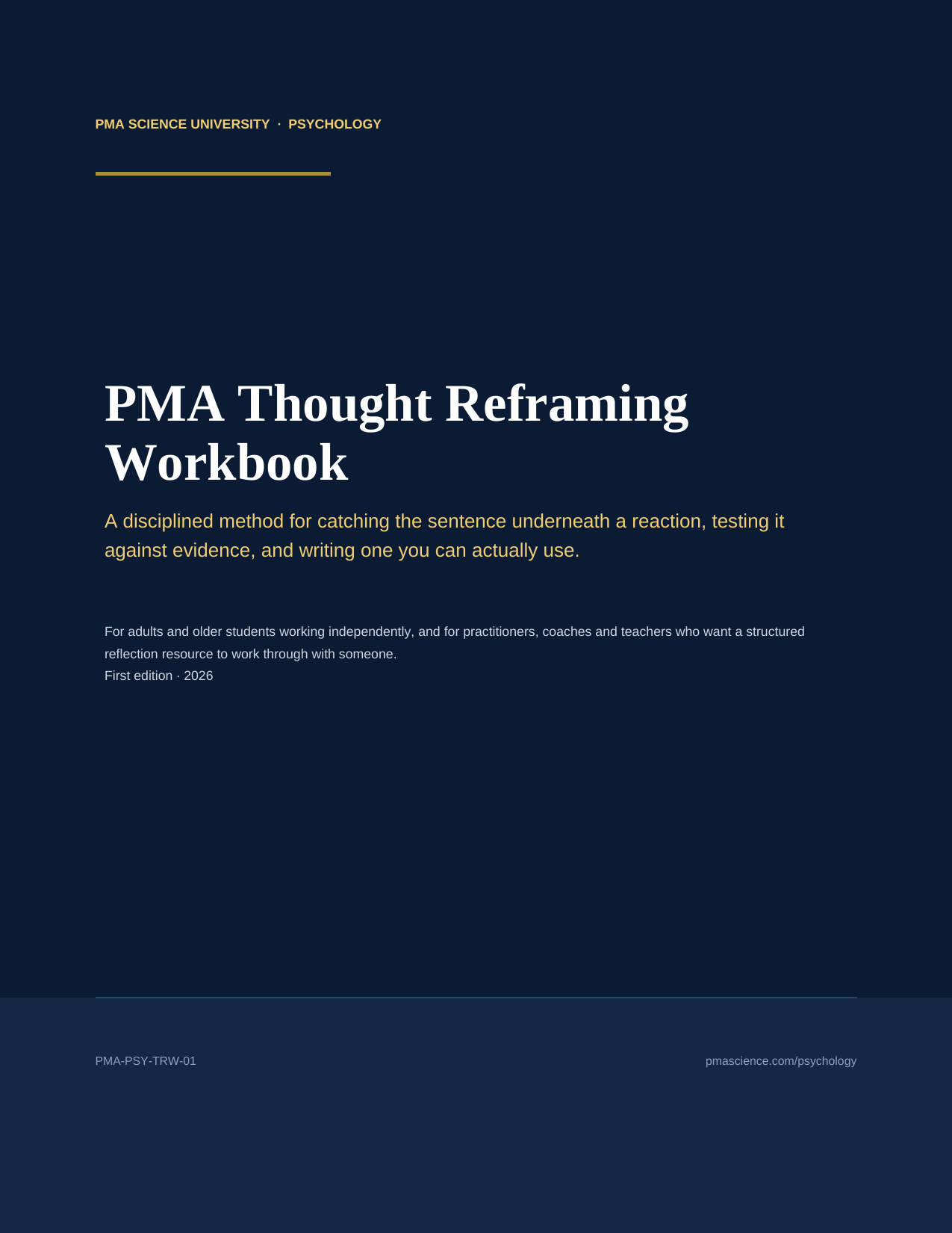 PMA Thought Reframing Workbook — cover